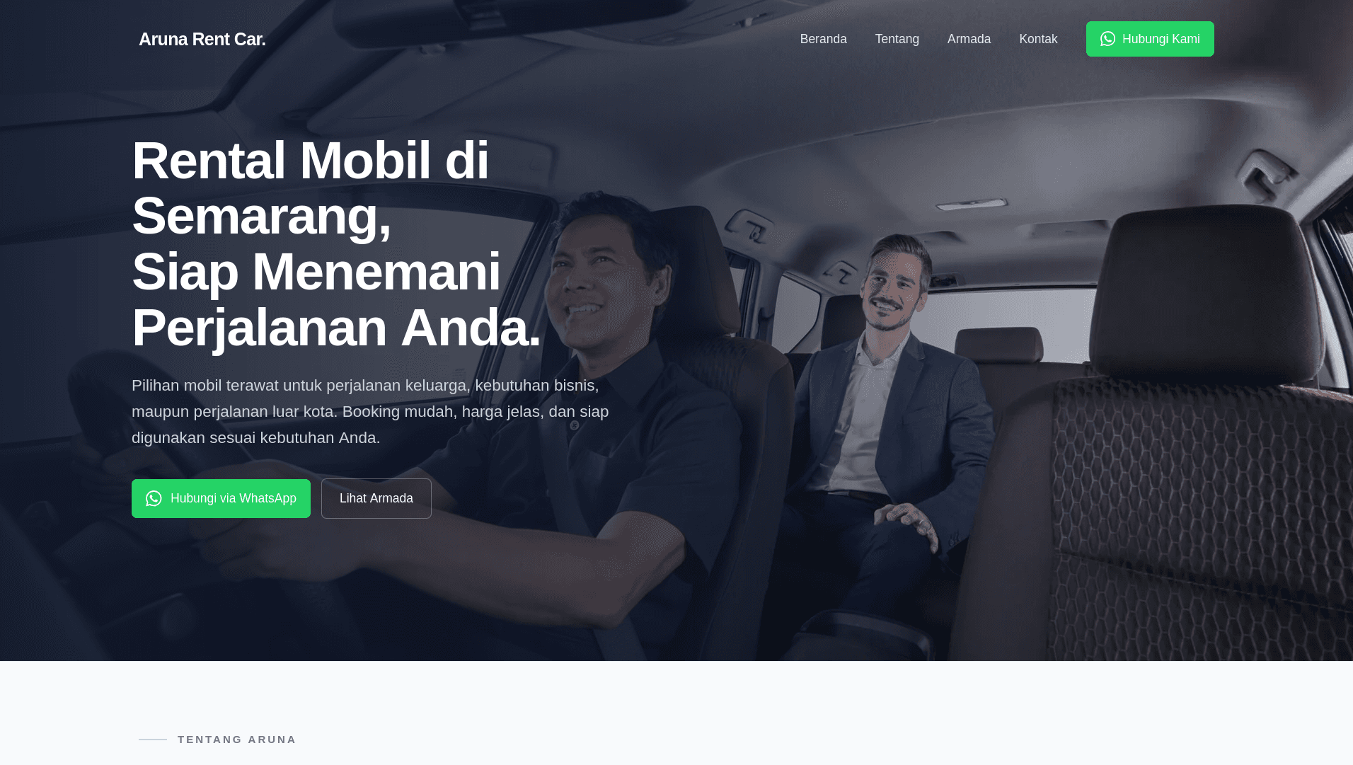 Tangkapan layar proyek Aruna Rent Car